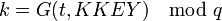 k = G \mod q