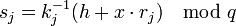 s_j = k_j^{-1} \mod q