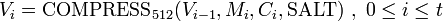  V_i = \mbox{COMPRESS}_{512}\mbox{ },\mbox{ }0 \le i \le t 