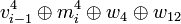 v_{i-1}^{4}\oplus m_{i}^{4} \oplus w_{4} \oplus w_{12}