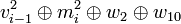 v_{i-1}^{2}\oplus m_{i}^{2} \oplus w_{2} \oplus w_{10}