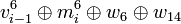 v_{i-1}^{6}\oplus m_{i}^{6} \oplus w_{6} \oplus w_{14}