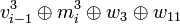 v_{i-1}^{3}\oplus m_{i}^{3} \oplus w_{3} \oplus w_{11}