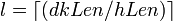  l = \lceil \rceil