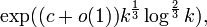  \exp)k^{\frac{1}{3}} \log^{\frac{2}{3}}k) ,  \,