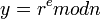 y = r^e mod n \,