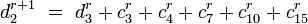 d_2^{r+1}\ =\ d_3^{r} + c_3^{r} + c_4^{r} + c_7^{r} + c_{10}^{r} + c_{15}^{r} 