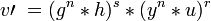  v \prime \ =^s*^r 