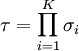 \tau=\prod_{i=1}^{K}\sigma_i