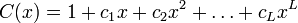 C=1+c_1 x+c_2 x^2+\dots+c_L x^L