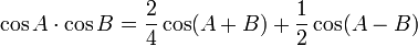 \cos A \cdot \cos B = \frac{2}{4} \cos + \frac{1}{2} \cos