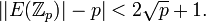 \left| |E|-p\right| < 2\sqrt p + 1.