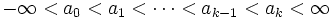 -\infty < a_0<a_1< \cdots <a_{k-1}<a_k<\infty