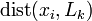 \operatorname{dist} 