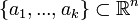 \left\{a_1,..., a_k \right\} \subset \mathbb{R}^n