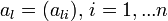 a_l=, \, i=1,... n