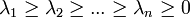 \lambda_1 \ge \lambda_2 \ge ... \ge \lambda_n \ge 0