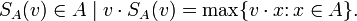 S_A\in A\mid v\cdot S_A=\max\{v\cdot x\colon x\in A\}.