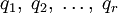 {q_1,\;q_2,\;\ldots,\;q_r}
