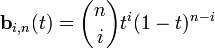 \mathbf{b}_{i,n}={n \choose i} t^i^{n-i}