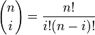 {n \choose i}=\frac{n!}{i!!}