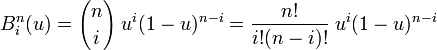  B_i^n = {n \choose i} \; u^i^{n-i} = \frac{n!}{i!!} \; u^i^{n-i}