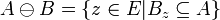 A \ominus B = \{z\in E | B_{z} \subseteq A\}