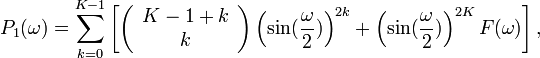  {P}_{1}=\sum_{k=0}^{K-1}\left, 
