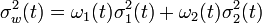\sigma^2_w=\omega_1\sigma^2_1+\omega_2\sigma^2_2