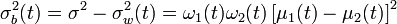 \sigma^2_b=\sigma^2-\sigma^2_w=\omega_1\omega_2\left^2