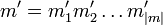 m'=m'_1 m'_2 \dots m'_{|m|}