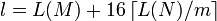 l=L+16 \left\lceil L/m \right\rceil