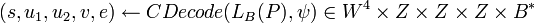  \leftarrow CDecode,\psi) \in W^4 \times Z \times Z \times Z \times B^{\ast}